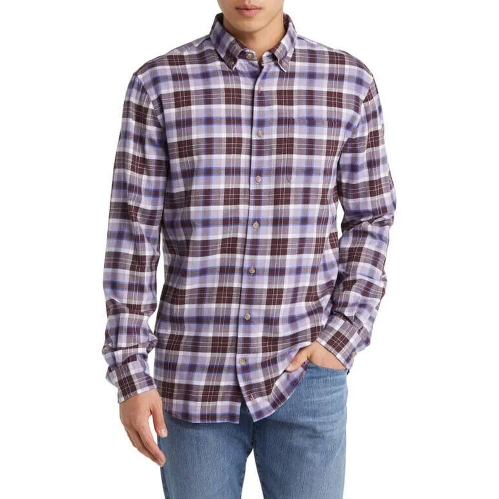 Johnnie O Shirt Mens XL Button Up Plaid Flannel Wool Tucked Casual Career Work